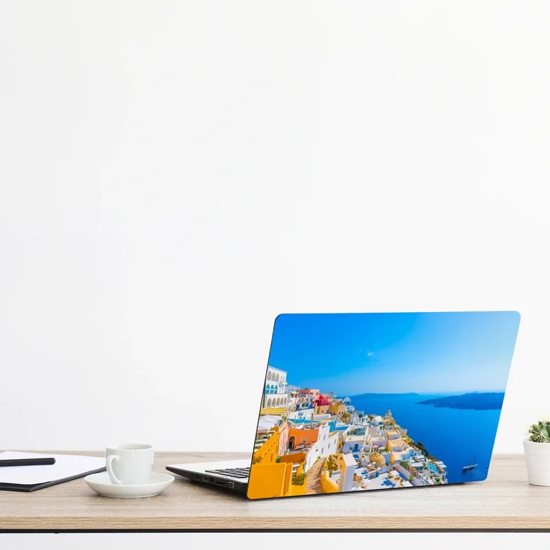 Naklejka na laptopa słoneczny widok na kalderę Santorini Naklejka na laptopa słoneczny widok na kalderę Santorini