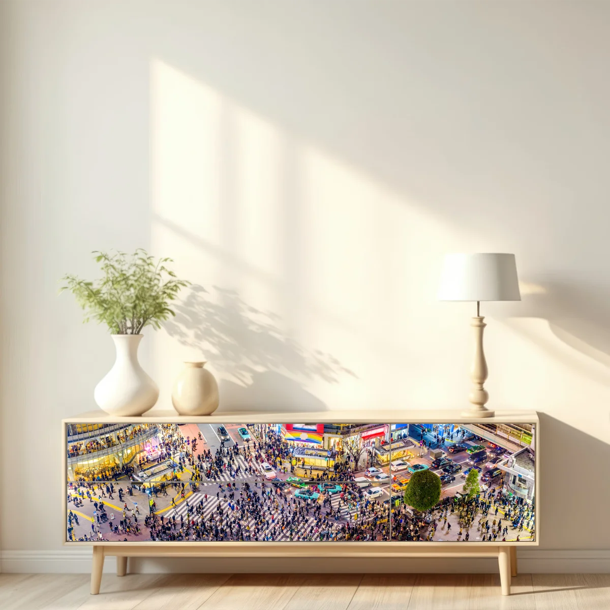 Repositionierbarer Aufkleber Shibuya nächtliche kreuzung Repositionierbarer Aufkleber Shibuya nächtliche kreuzung