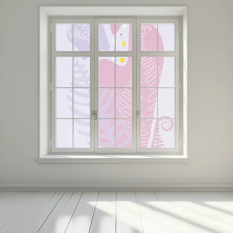 Fensteraufkleber zarte pastell-botanische abstraktion Fensteraufkleber zarte pastell-botanische abstraktion