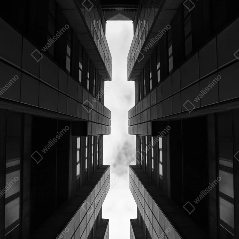 Kühlschrankaufkleber vertikale städtische symmetrie in monochrom Kühlschrankaufkleber vertikale städtische symmetrie in monochrom