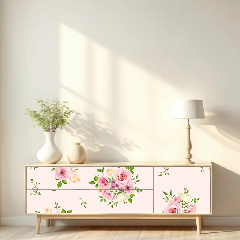 Repositionierbarer Aufkleber zartes rosenmuster in pastellrosa