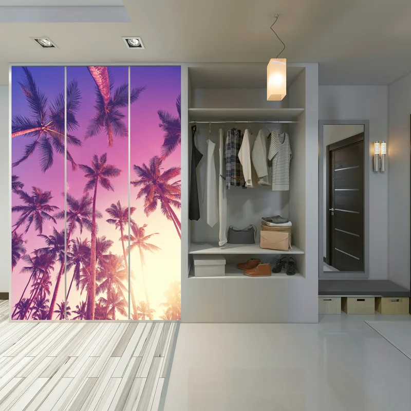 Schrankaufkleber tropische palmen beim sonnenuntergang
