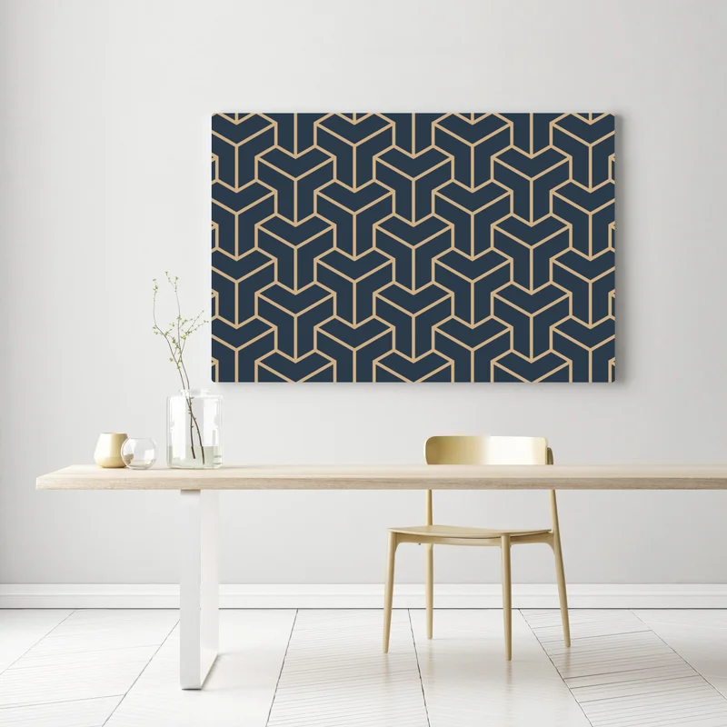 Leinwandbild marineblaues geometrisches würfelmuster Leinwandbild marineblaues geometrisches würfelmuster