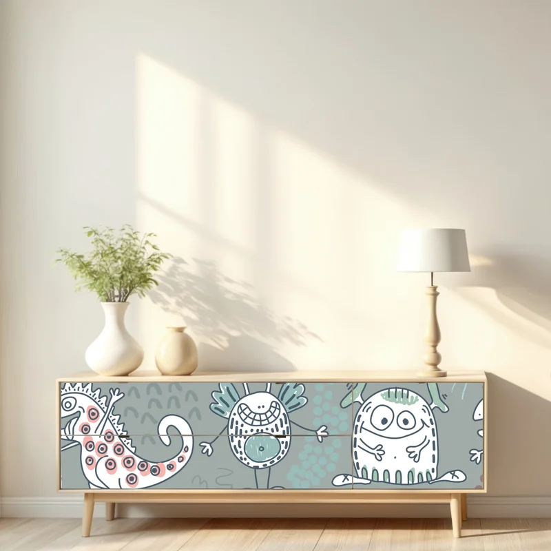 Repositionierbarer Aufkleber verspieltes pastellmonster-muster