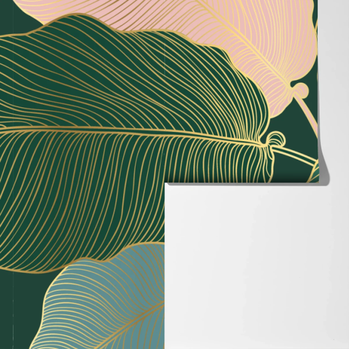 Fototapete tropische blätter mit goldkontur Fototapete tropische blätter mit goldkontur