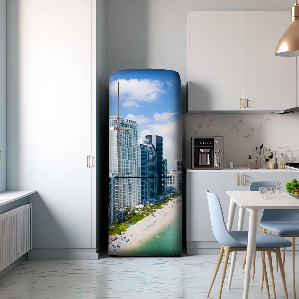 Kühlschrankaufkleber türkisfarbene strand-skyline Kühlschrankaufkleber türkisfarbene strand-skyline