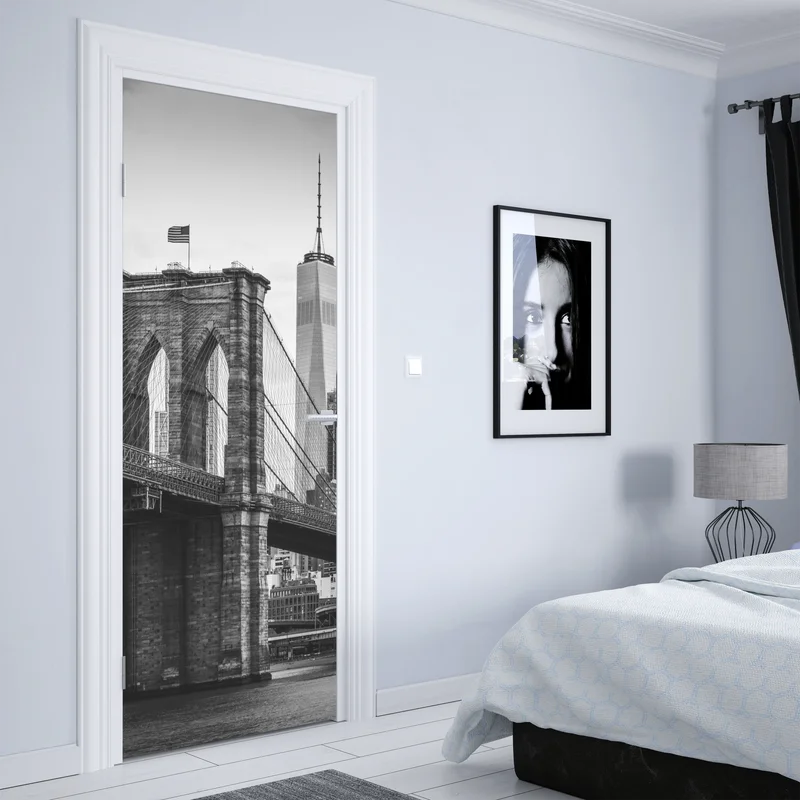 Türaufkleber Brooklyn bridge schwarzweiß stadtbild Türaufkleber Brooklyn bridge schwarzweiß stadtbild