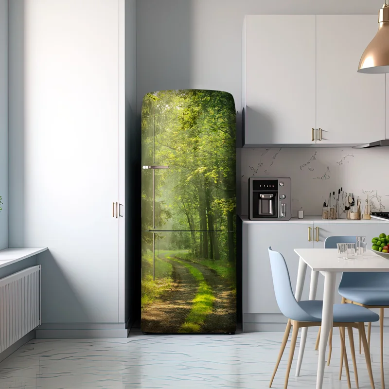 Kühlschrankaufkleber sonnenbeschienener waldpfad