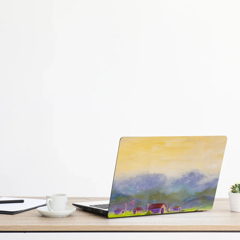 Naklejka na laptopa świt nad letnią łąką