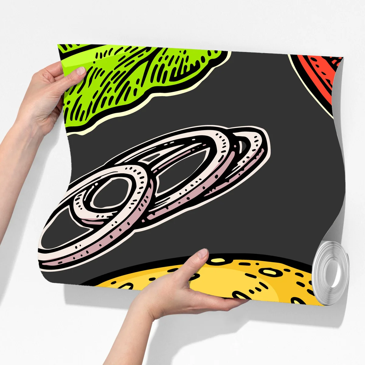 Fototapete buntes burger-muster mit zutaten Fototapete buntes burger-muster mit zutaten