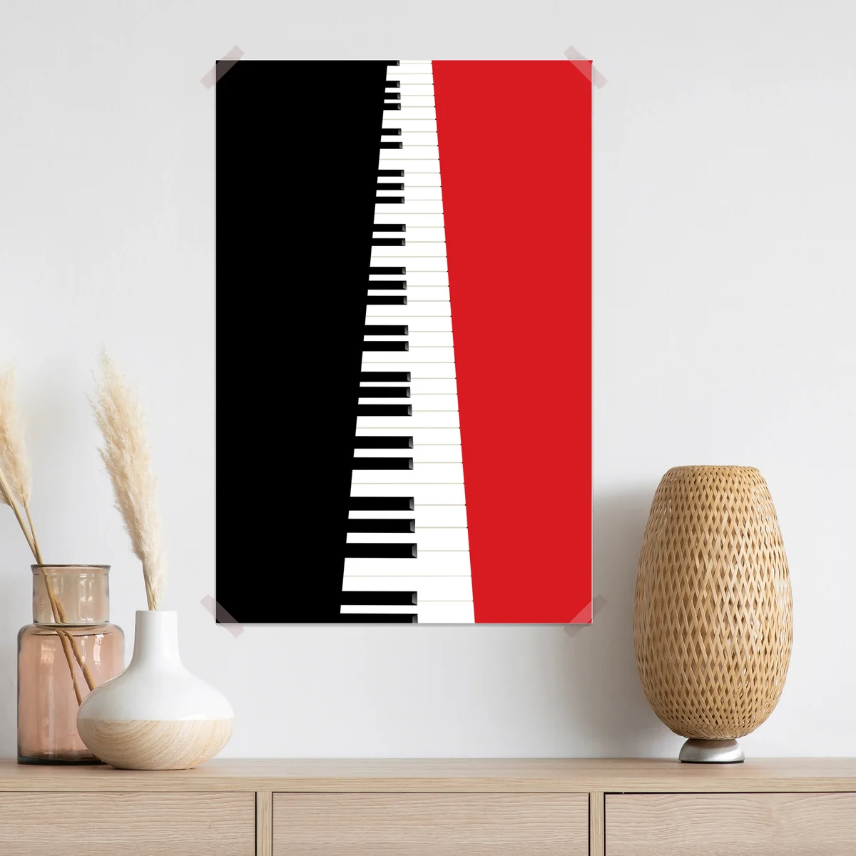Poster schwarz-rotes klavier-tastatur motiv Poster schwarz-rotes klavier-tastatur motiv