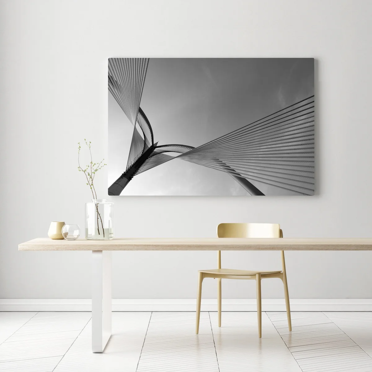 Leinwandbild monochrome brücke mit geometrischen linien Leinwandbild monochrome brücke mit geometrischen linien