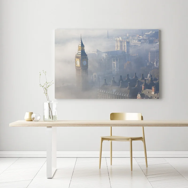 Leinwandbild neblige luftaufnahme von Big Ben und Palace of Westminster Leinwandbild neblige luftaufnahme von Big Ben und Palace of Westminster