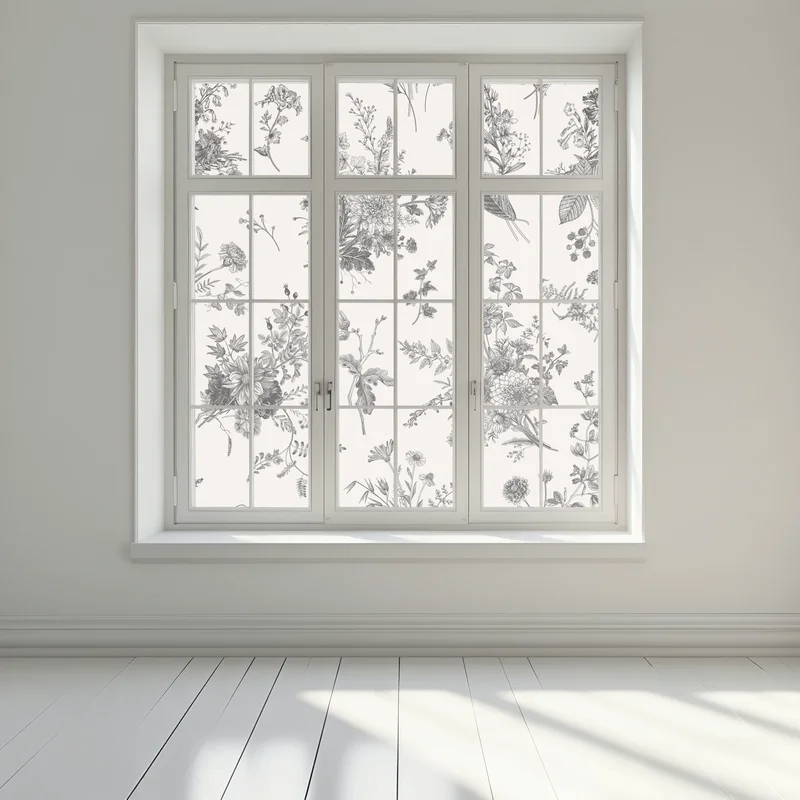 Fensteraufkleber klassisches schwarzweißes blumenmuster Fensteraufkleber klassisches schwarzweißes blumenmuster