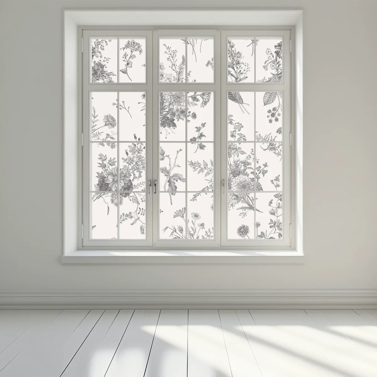 Fensteraufkleber klassisches schwarzweißes blumenmuster Fensteraufkleber klassisches schwarzweißes blumenmuster