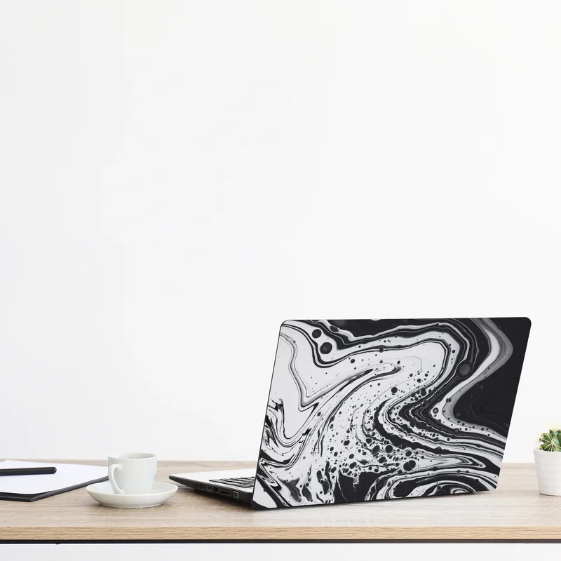 Laptop-Aufkleber schwarz-weißes marmormuster