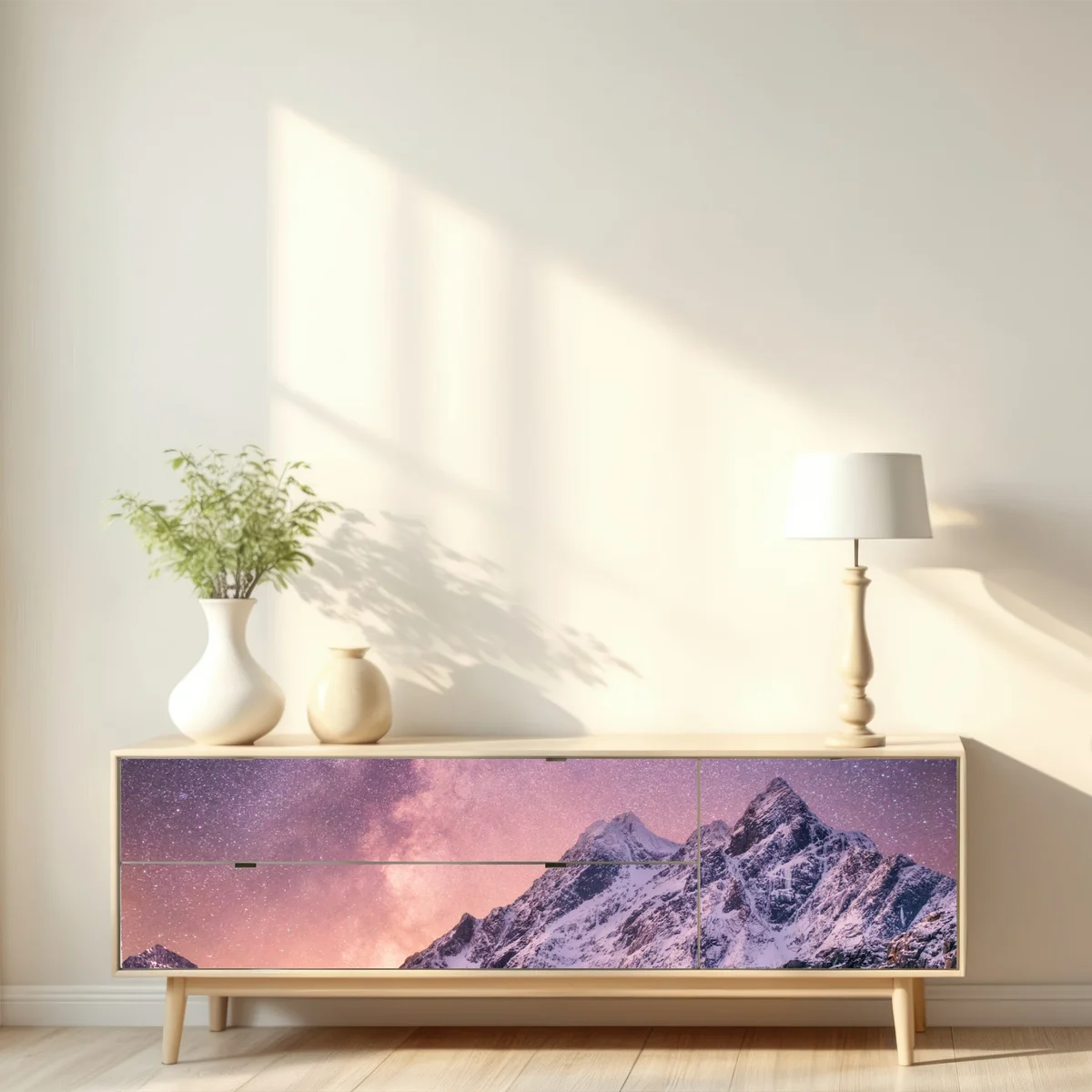 Repositionierbarer Aufkleber milchstraße über verschneiten bergen in Norwegen Repositionierbarer Aufkleber milchstraße über verschneiten bergen in Norwegen