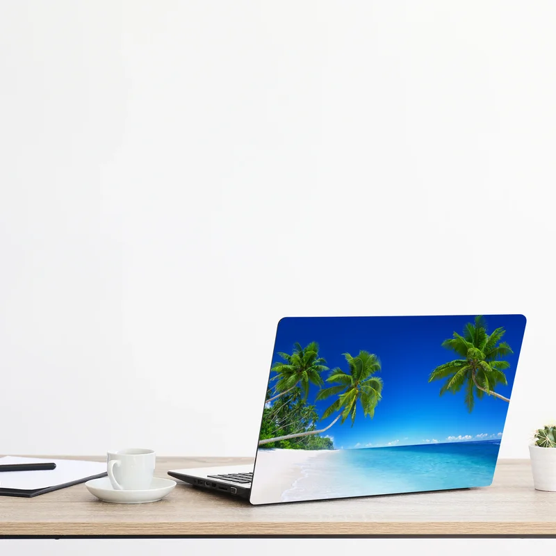Laptop-Aufkleber tropischer strand mit palmen Laptop-Aufkleber tropischer strand mit palmen
