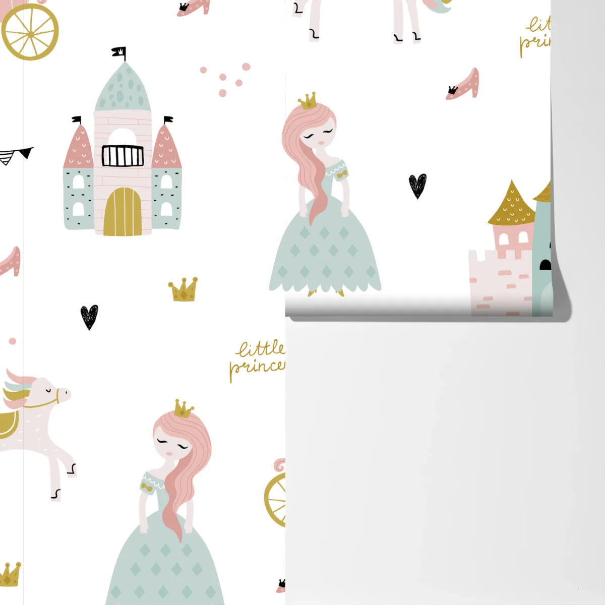Fototapeta pastelowy wzór księżniczki do pokoju dziecięcego Fototapeta pastelowy wzór księżniczki do pokoju dziecięcego