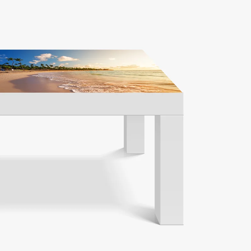 Tischaufkleber und Schreibtischaufkleber tropischer sonnenuntergang am strand mit palmensilhouetten