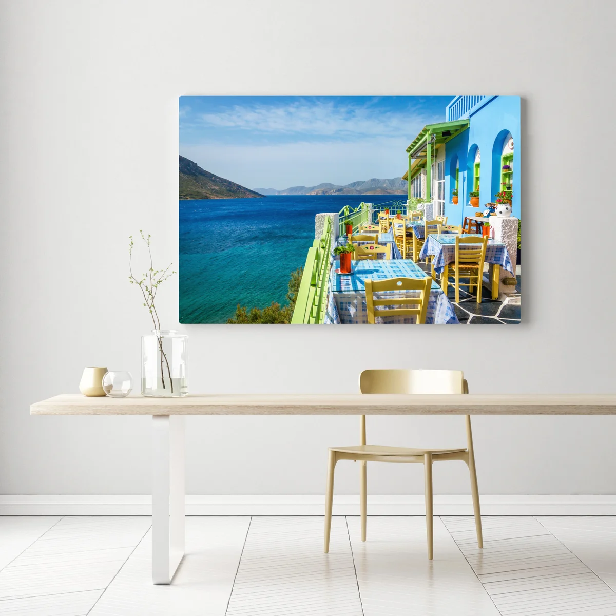 Leinwandbild sonnige terrasse am Mittelmeer Leinwandbild sonnige terrasse am Mittelmeer
