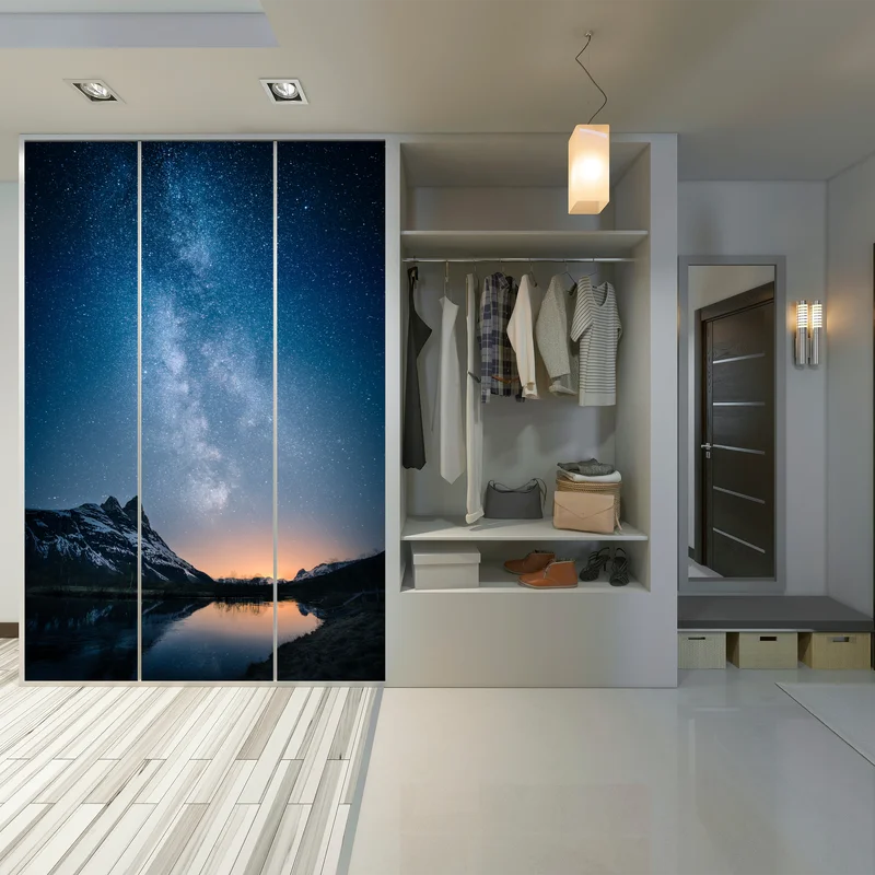 Schrankaufkleber milchstraße über bergspiegelung Schrankaufkleber milchstraße über bergspiegelung