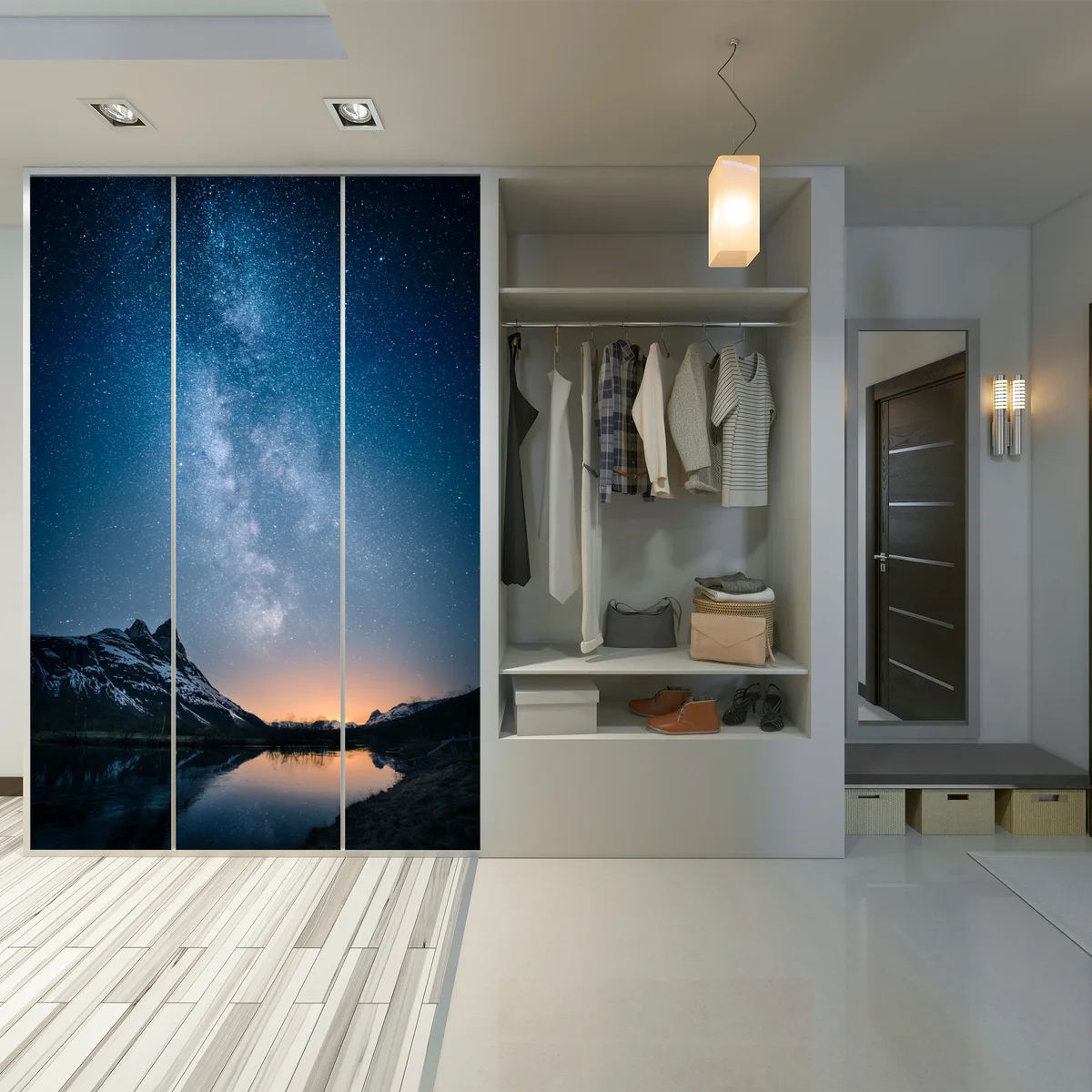 Schrankaufkleber milchstraße über bergspiegelung Schrankaufkleber milchstraße über bergspiegelung