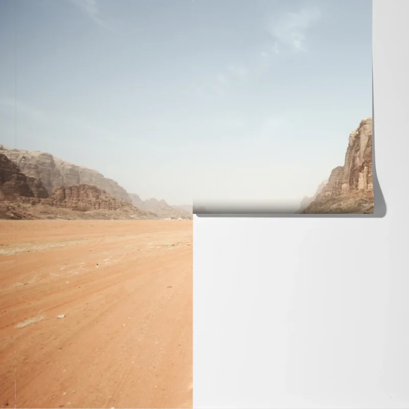 Fototapete weites wüstenpanorama in Wadi Rum, Jordanien Fototapete weites wüstenpanorama in Wadi Rum, Jordanien