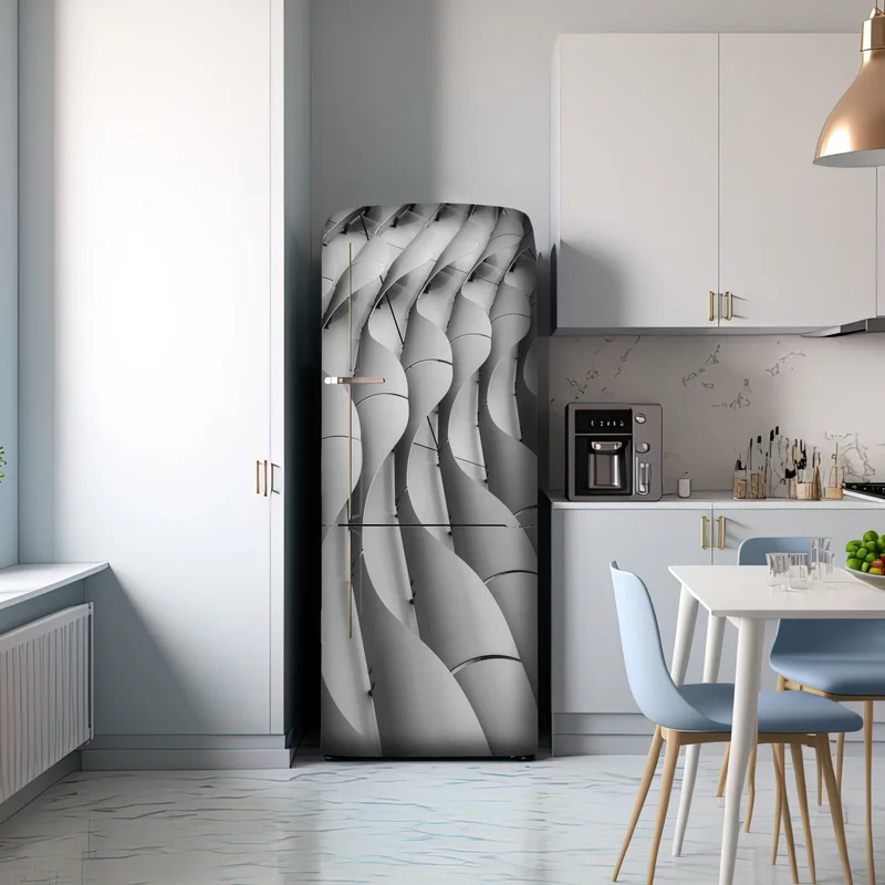 Kühlschrankaufkleber gewelltes architekturmotiv in graustufen
