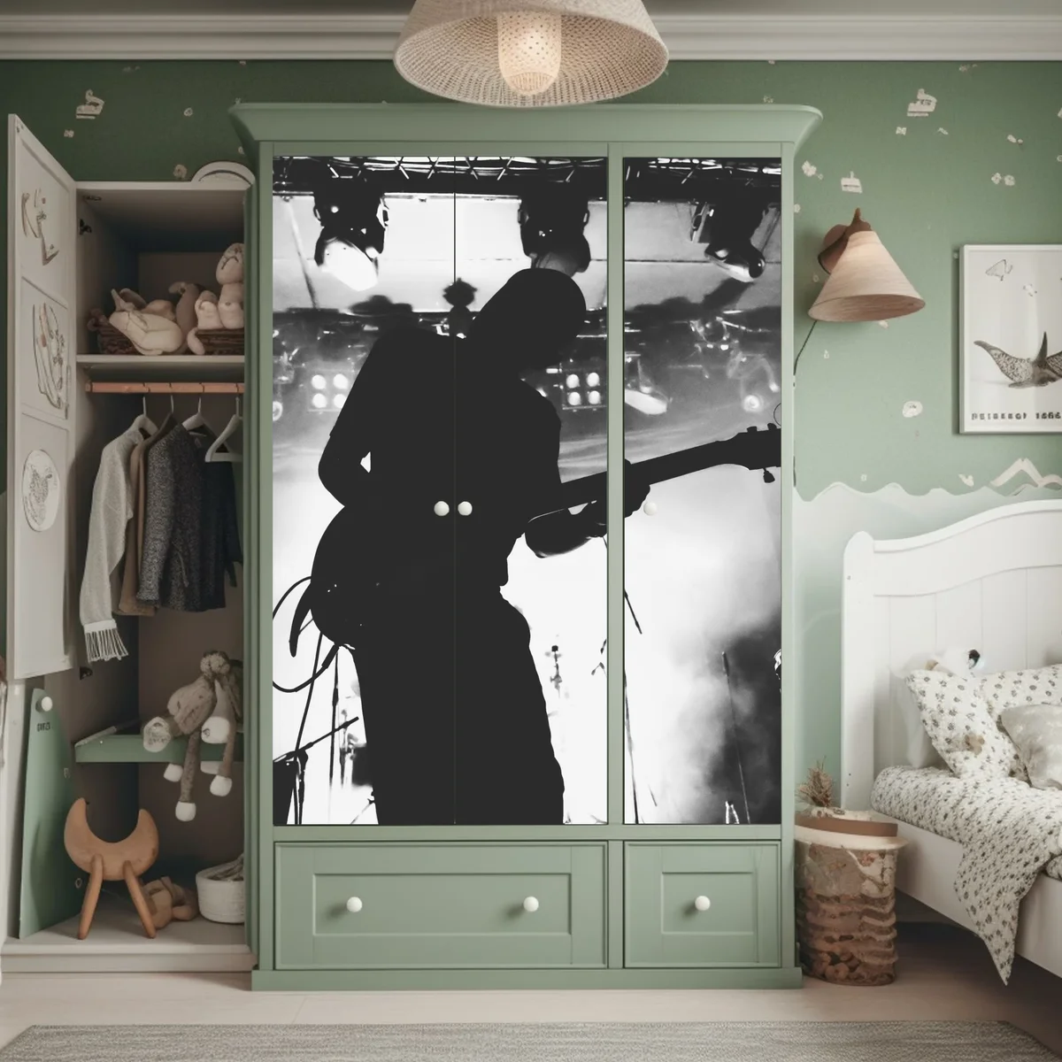 Schrankaufkleber gitaristensilhouette bei einem live-konzert Schrankaufkleber gitaristensilhouette bei einem live-konzert