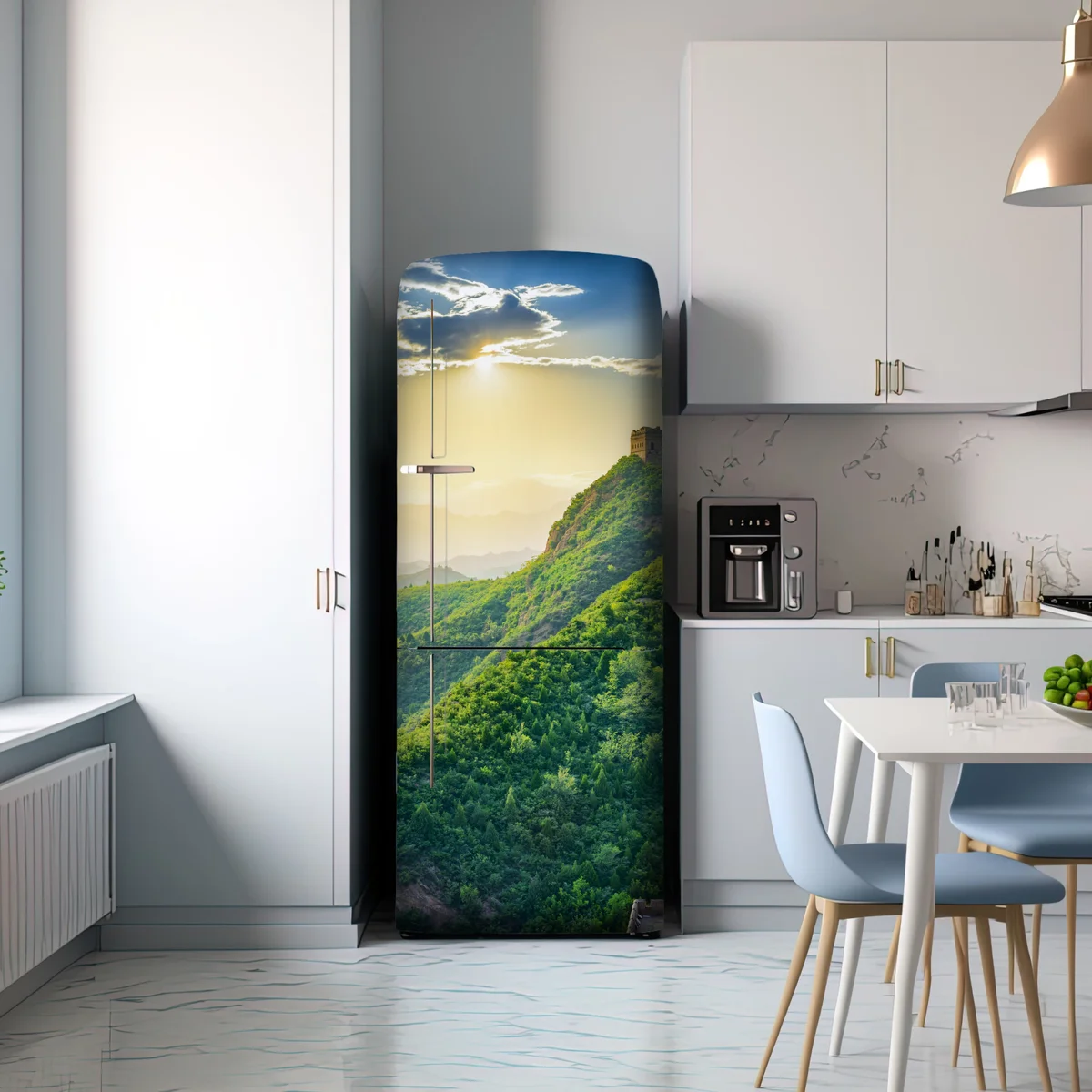 Kühlschrankaufkleber Chinesische Mauer bei sonnenaufgang über grünen bergen Kühlschrankaufkleber Chinesische Mauer bei sonnenaufgang über grünen bergen