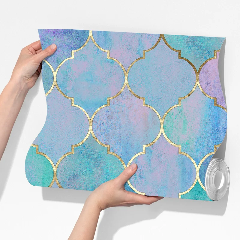 Fototapete pastell türkis marokkanisches fliesenmuster Fototapete pastell türkis marokkanisches fliesenmuster