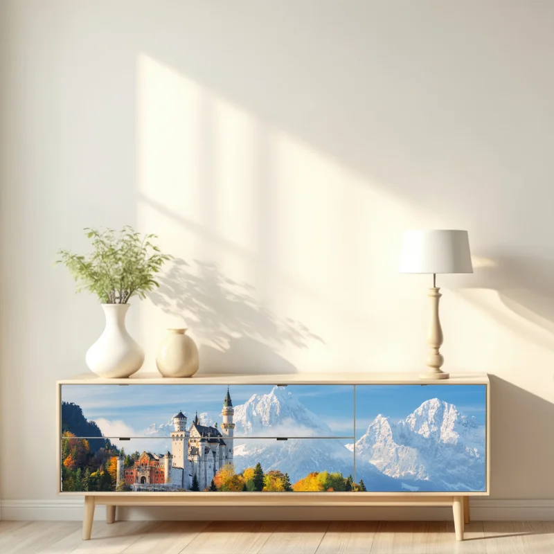 Repositionierbarer Aufkleber märchenschloss in den Alpen Repositionierbarer Aufkleber märchenschloss in den Alpen