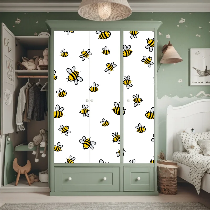 Schrankaufkleber verspieltes bienenmuster für kinderzimmer