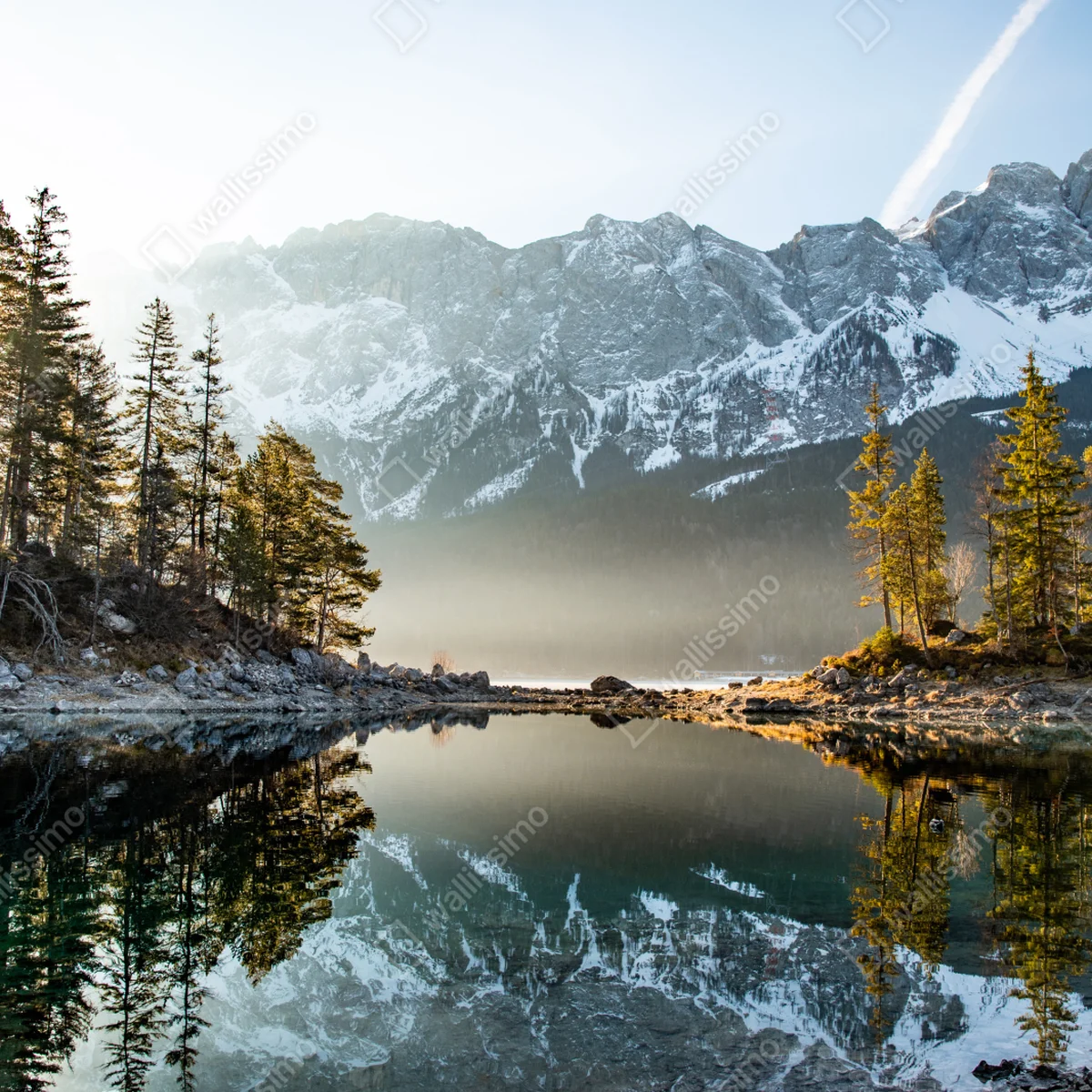 Repositionierbarer Aufkleber bergsee spiegelung bei sonnenaufgang Repositionierbarer Aufkleber bergsee spiegelung bei sonnenaufgang