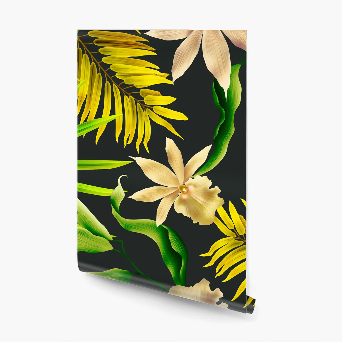 Fototapete tropisches orchideenmuster auf dunklem hintergrund Fototapete tropisches orchideenmuster auf dunklem hintergrund