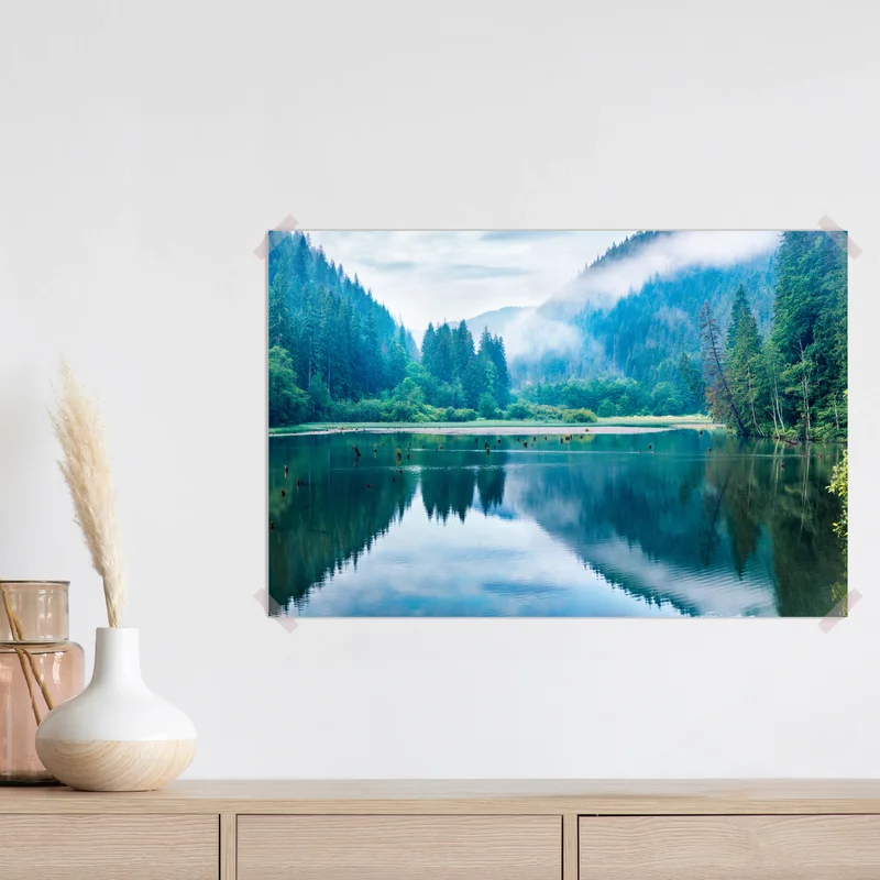 Poster nebliger morgen am see Lacu Rosu, Rumänien Poster nebliger morgen am see Lacu Rosu, Rumänien