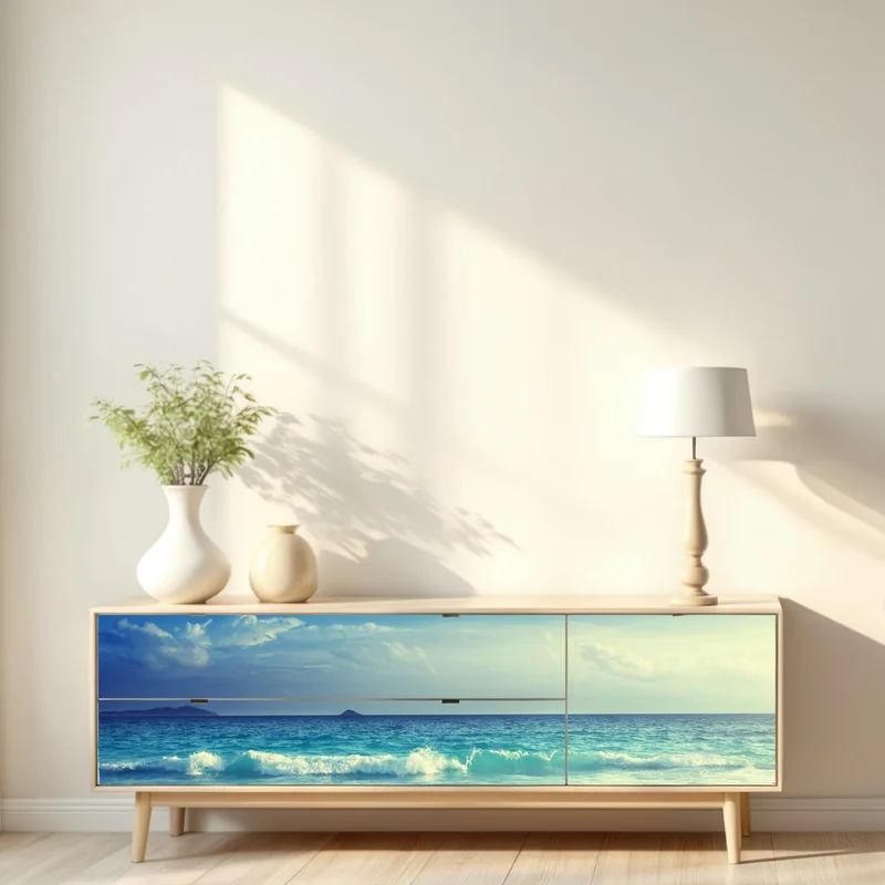 Repositionierbarer Aufkleber strand auf den Seychellen bei sonnenuntergang Repositionierbarer Aufkleber strand auf den Seychellen bei sonnenuntergang