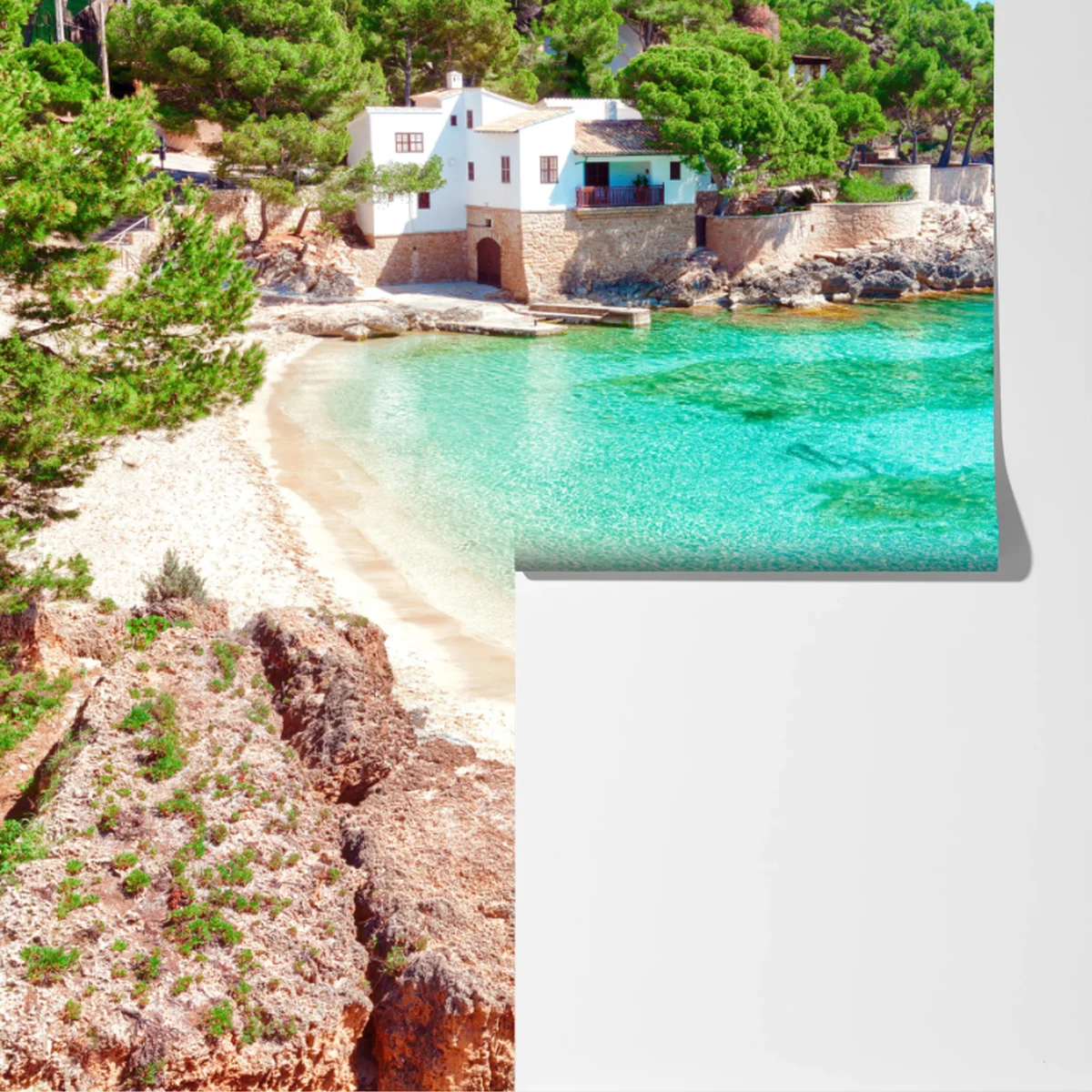 Fototapete ruhige bucht am Mittelmeer mit türkisfarbenem wasser Fototapete ruhige bucht am Mittelmeer mit türkisfarbenem wasser