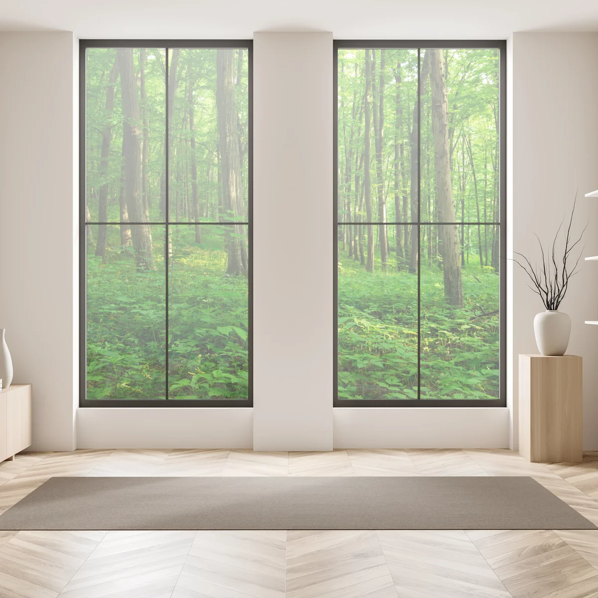 Fensteraufkleber sonniger grüner wald im frühling Fensteraufkleber sonniger grüner wald im frühling