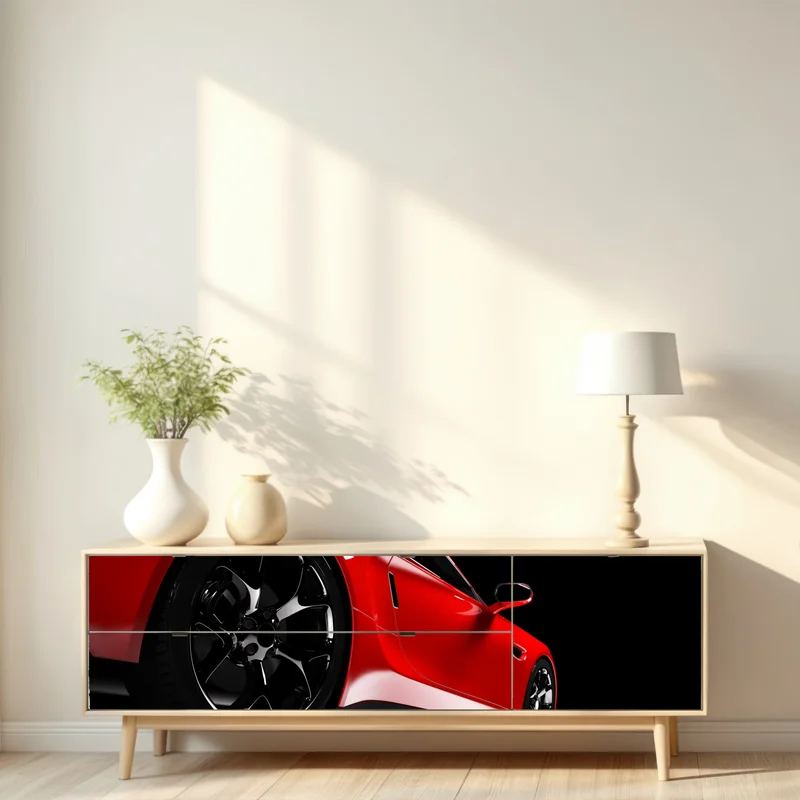 Repositionierbarer Aufkleber nahaufnahme eines roten sportwagens