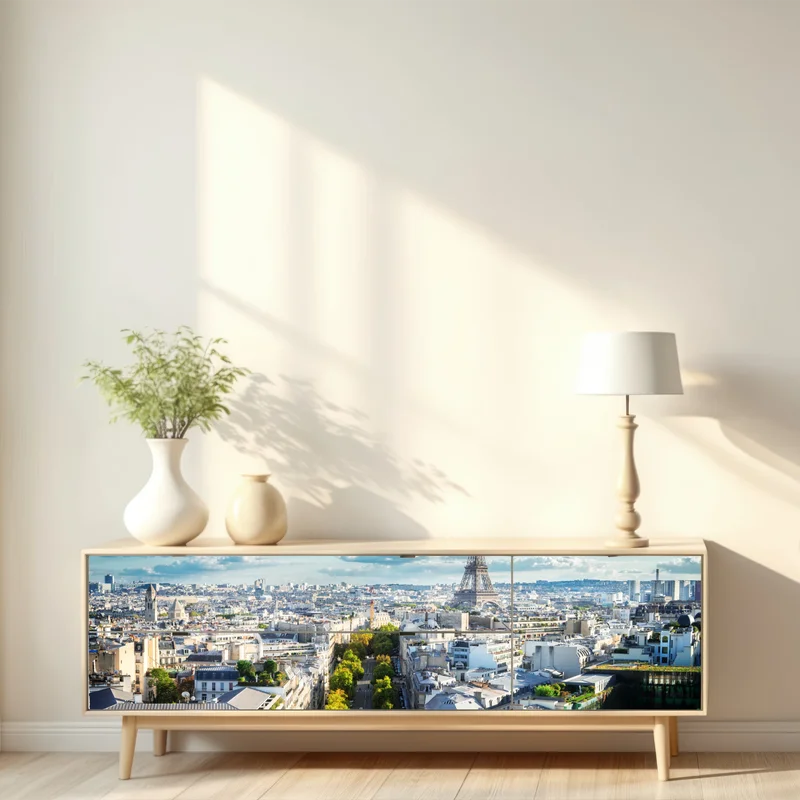 Repositionierbarer Aufkleber panorama von Paris mit dem Eiffelturm