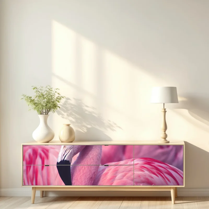 Repositionierbarer Aufkleber rosa flamingo-porträt