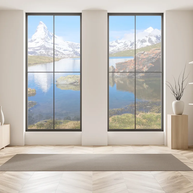 Fensteraufkleber ruhige spiegelung des Matterhorns am Stellisee, Zermatt Fensteraufkleber ruhige spiegelung des Matterhorns am Stellisee, Zermatt