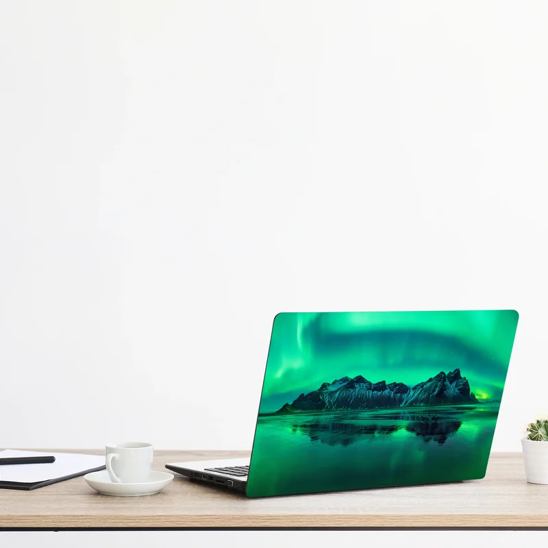 Laptop-Aufkleber nordlicht über Vestrahorn, Stokksnes Laptop-Aufkleber nordlicht über Vestrahorn, Stokksnes