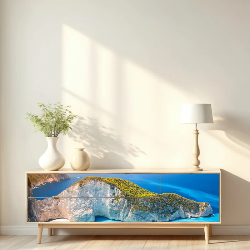 Repositionierbarer Aufkleber türkisbucht am Navagio Strand, Zakynthos