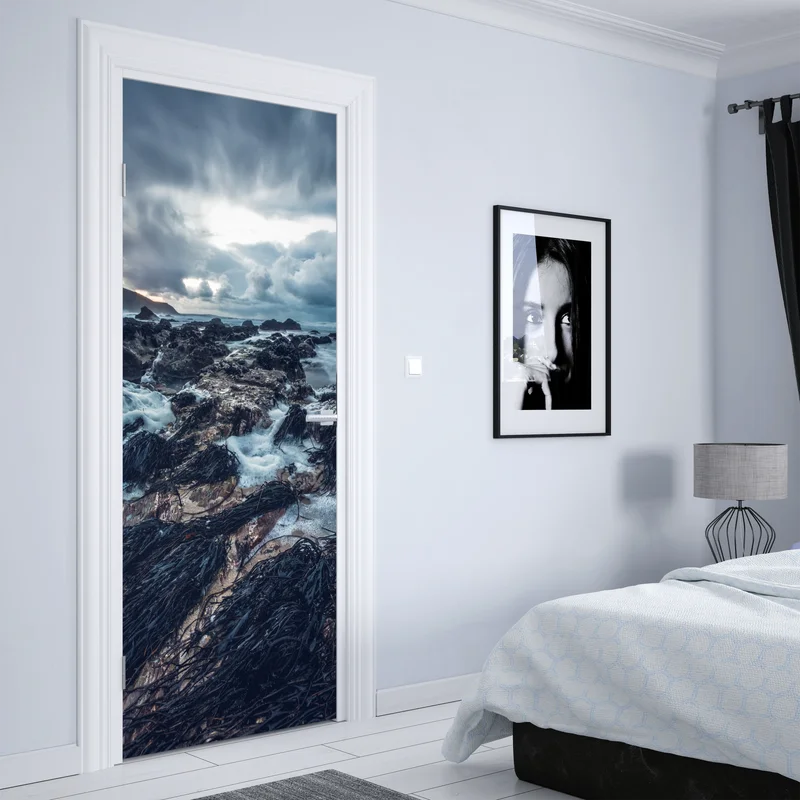 Türaufkleber stimmungsvolle felsenküste bei dämmerung Türaufkleber stimmungsvolle felsenküste bei dämmerung