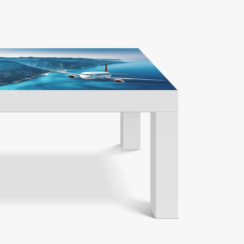 Tischaufkleber und Schreibtischaufkleber küstenflug über türkisblauem meer