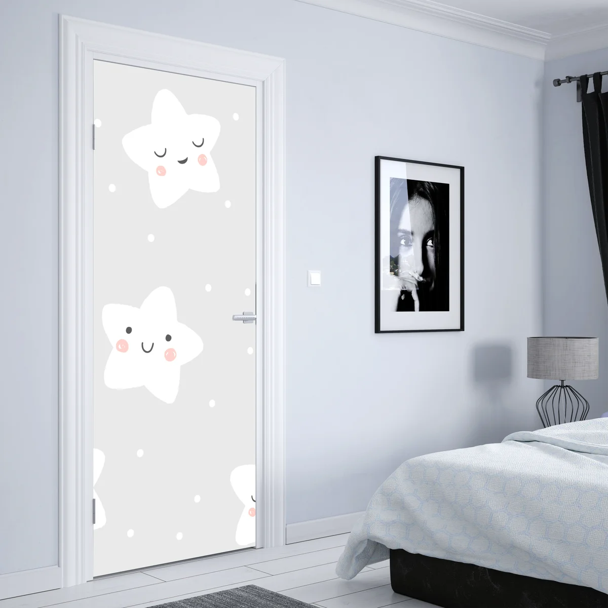 Türaufkleber niedliches lächelndes sternenmuster für kinderzimmer Türaufkleber niedliches lächelndes sternenmuster für kinderzimmer