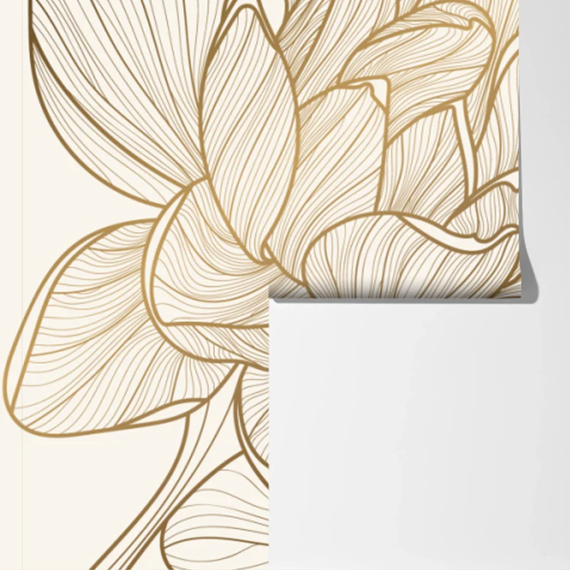 Fototapete elegante goldene linien blumenillustration Fototapete elegante goldene linien blumenillustration